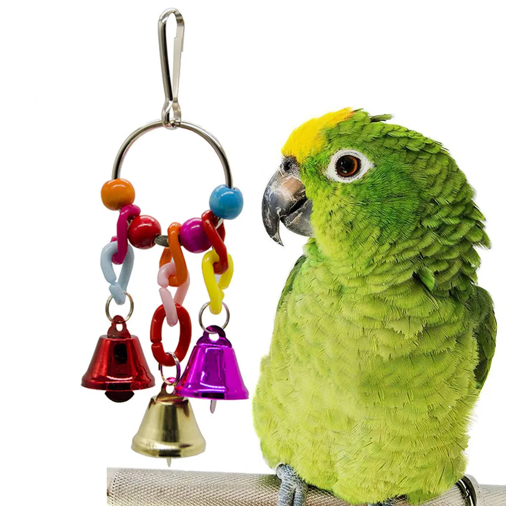 Птица игрушки качели красочные бусинки-колокольчики качели клетка для птиц Подвеска Игрушка для попугаев звук привлекательный brinquedo passaro# A