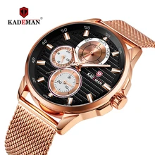 Luxury Watch Men KADEMAN Brand 6 Hands Auto Date Week Calendar Business Wristwatch Stainless Steel 3ATM Relogio Masculino 852G Luxury Watch Men KADEMAN Brand 6 Hands Auto Date Week Calendar Business Wristwatch Stainless Steel 3ATM Relogio Masculino 852G