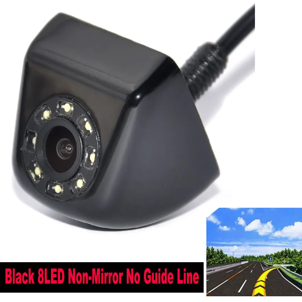 Фабрика 8LED CCD HD заднего вида Водонепроницаемая камера ночного видения 170 градусов широкоугольная Роскошная Автомобильная камера заднего вида резервная камера заднего вида - Название цвета: Black Front8