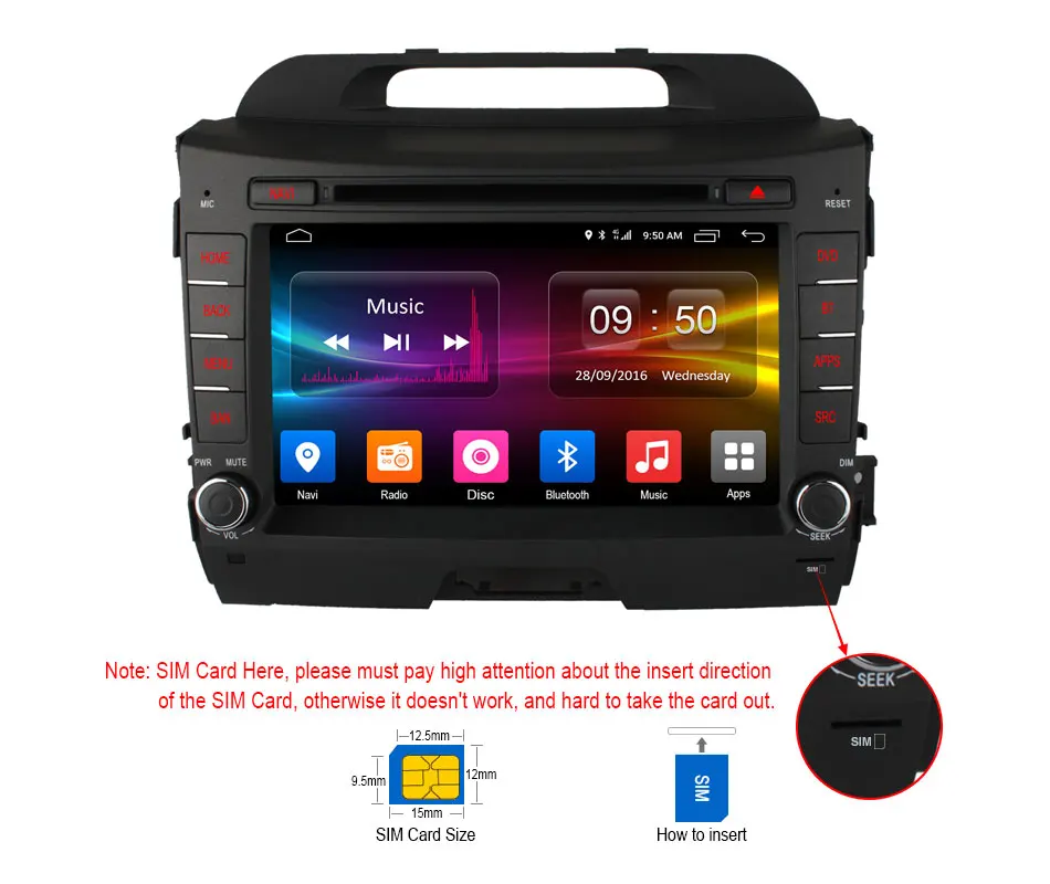 Best vehicel 2 din Android 6.0 Octa 8 Core car dvd player FOR KIA sportage R 2011 - 2015 gps navi 2 din wifi 4G 2GB RAM 32GB ROM 16