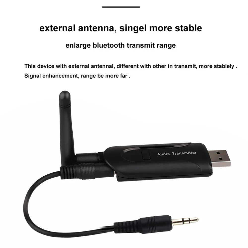 Bluetooth передатчик USB 3,5 мм беспроводной Bluetooth 4,0 A2DP музыкальный стерео трансмиттер Отправитель для ноутбука ПК ТВ динамик