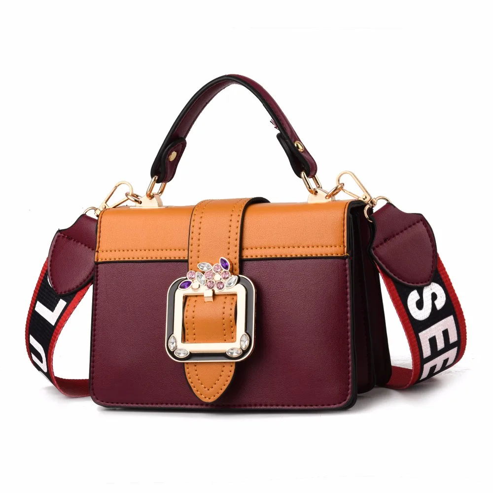 

Amberler Fashion PU Leather Handbags Women High Quality Small Ladies Crossbody Bags For Women Patchwork Female Casual Flap Bag
