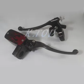 

Motorcycle 1" Handlebar Red Flame Control Reservoir Brake Clutch Levers For Honda Yamaha Suzuki Kawasaki Harley Custom Cruisers