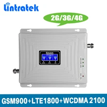Gain 70dB 2G 3G 4G Tri Band Mobile Signal Booster Repeater for GSM 900MHz+DCS LTE 1800MHz+WCDMA UMTS 2100MHz with LCD Display