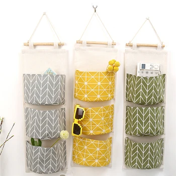 

Cute Multilayer Hanging Organizers Kitchen Bathroom Sundries Storage Bag cotton Wall Door Wardrobe Hang Bag Toys 3 Pockets