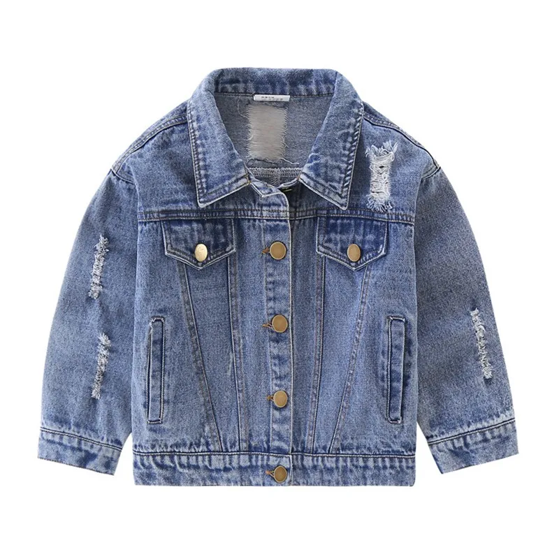 COOTELILI 80-130cm Fashion 2018 Spring Kids Girls Coat For Boys Windbreaker Children Clothes Distrressed Denim Jean Jacket  (7)