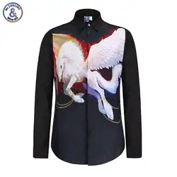 Mr.1991INC Новый Для Мужчин's 3d рубашки для мальчиков Забавный принт белое крыло Летающий цепочка с лошадью пространство galaxy повседневное рубашк