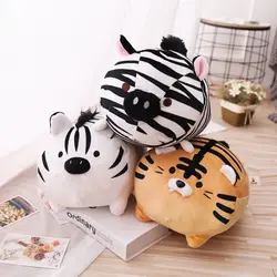 Плюшевая подушка с изображением тигра зебры, цилиндрическая круглая подушка в форме животного, длинное тело, мягкая игрушка в виде дикого