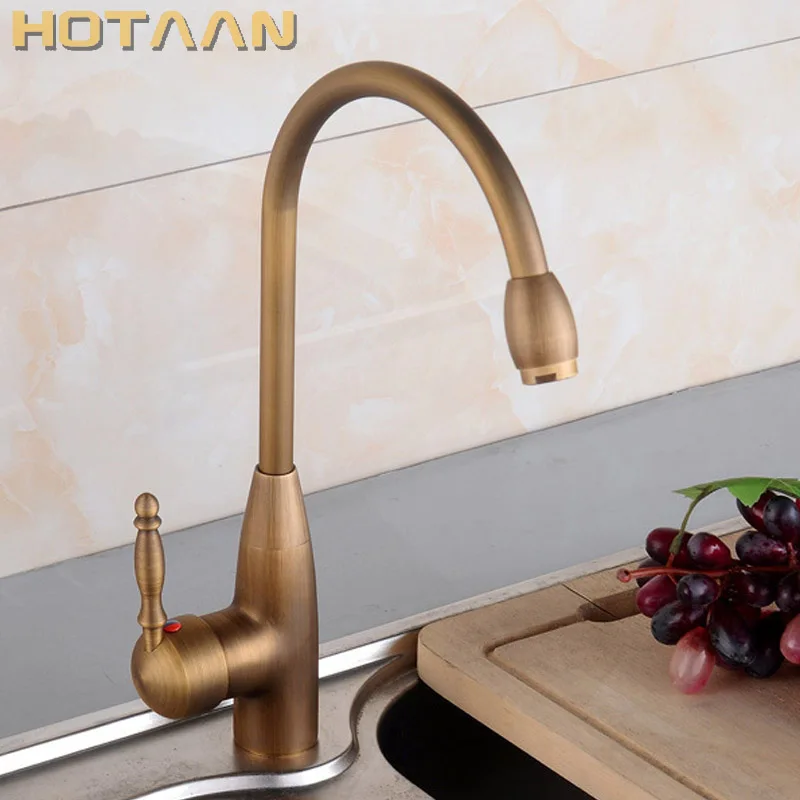 Grifo de cocina giratorio de latón antiguo, mezclador de lavabo de baño, grúa, torneira YT-6042, Envío Gratis