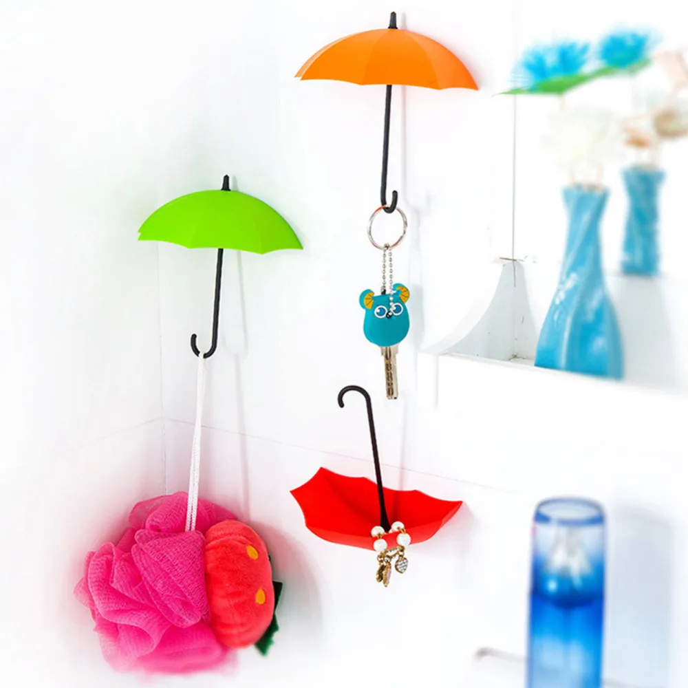 1 шт., декоративный крючок для ванной комнаты с рисунком зонта, красочный крючок для ключей, настенный стеллаж для хранения небольших предметов, Прямая поставка 306 Вт