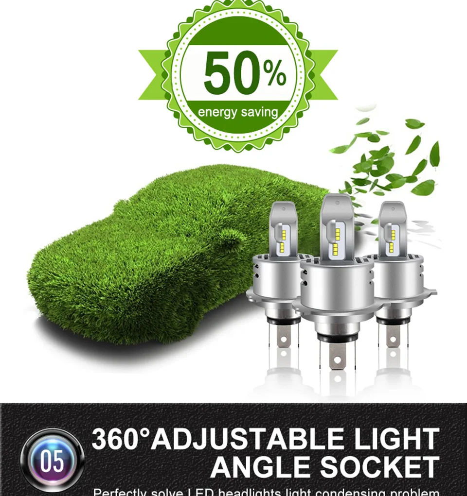 LED Car Lights H1 H4 H7 H11 9005 9006 Auto Headlamp Bulbs 12V 24V Cars Headlights 80W CREE LED Chips 6000K White Lamp (9)