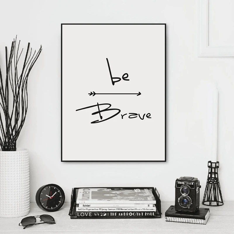 

Be Brave Quote Canvas Painting Children Room Decor Inspirational Motivational Quote Print Wall Art Pictures Poster Kids Room