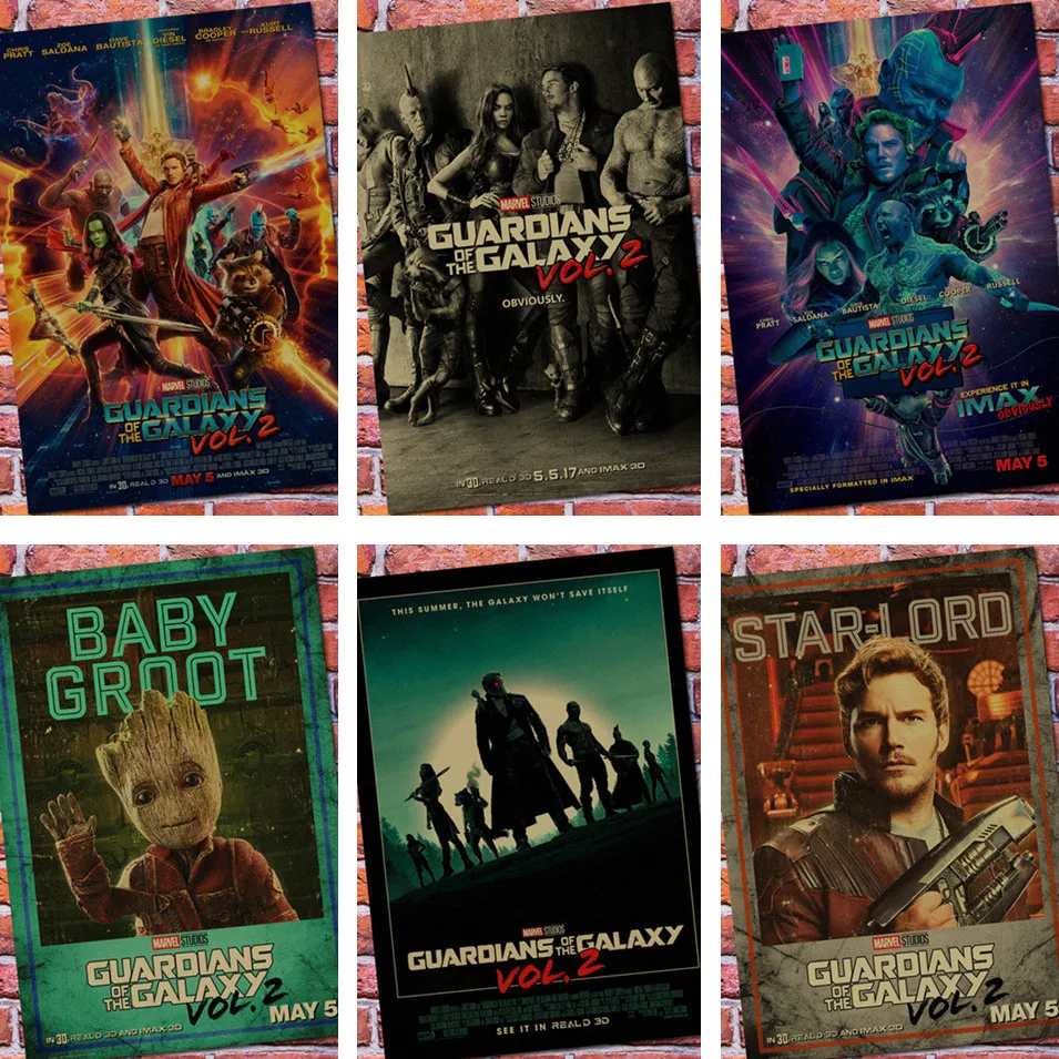 

Vintage Guardians of the Galaxy Superhero Movie Poster Retro Kraft Paper Bar Home Decor Painting Wall Sticker Wallpaper