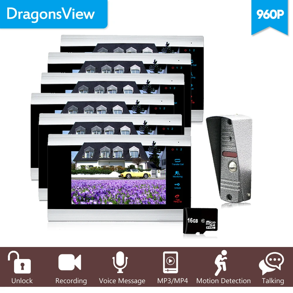 

Dragonsview 960P Video Door Phone Record Inercom System 7 Inch Video Call Bell with Camera Motion Detection Alarm Talk Unlock
