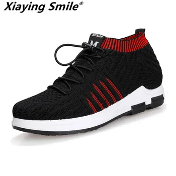 

Men's Fashion Leather Shoes Lace Up Casual flyknit Shoes Flats Male Student Skate Shoe Low Shoes Zapatos De Hombre