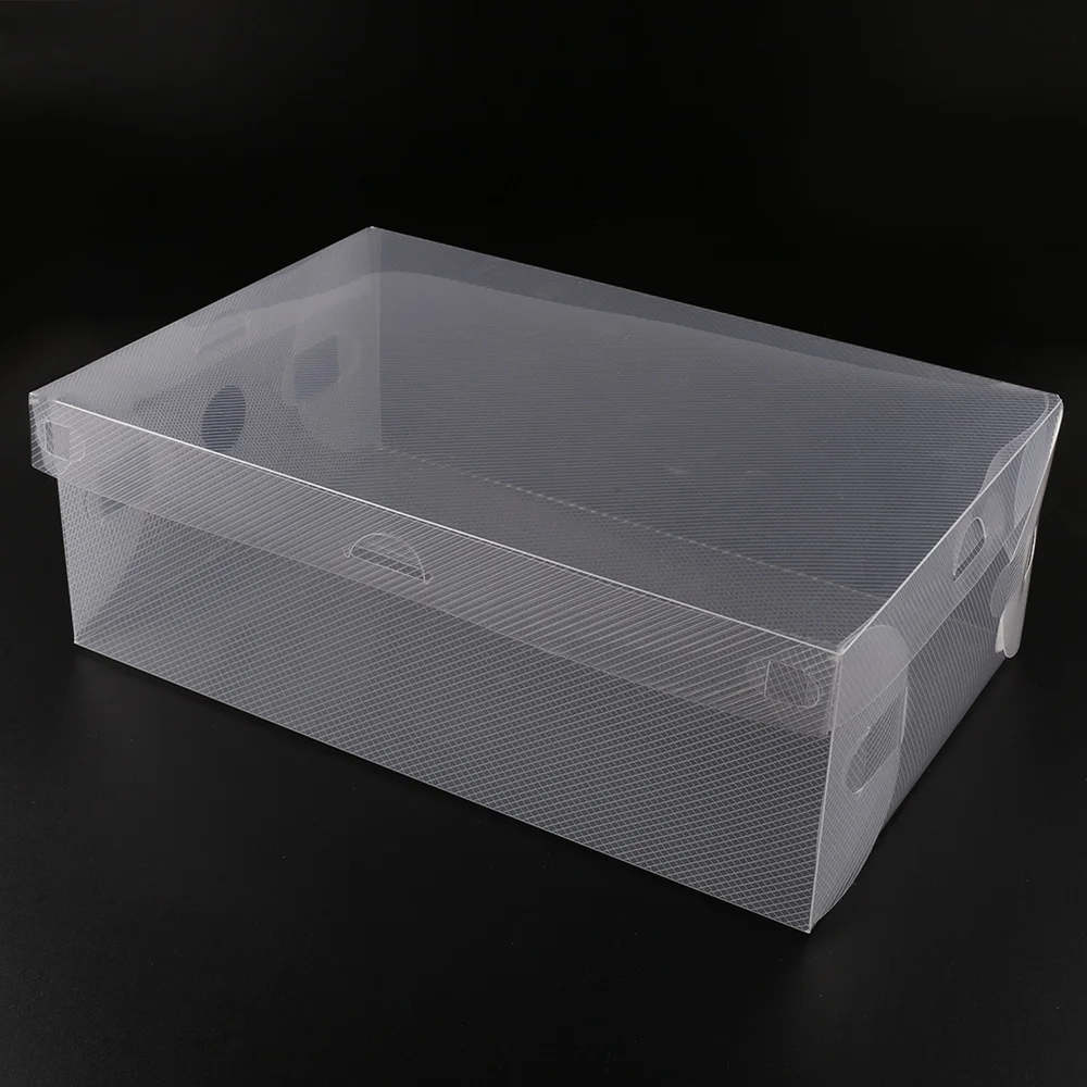 10 шт./лот, прозрачные складные пластиковые коробки для хранения обуви, Штабелируемый Органайзер
