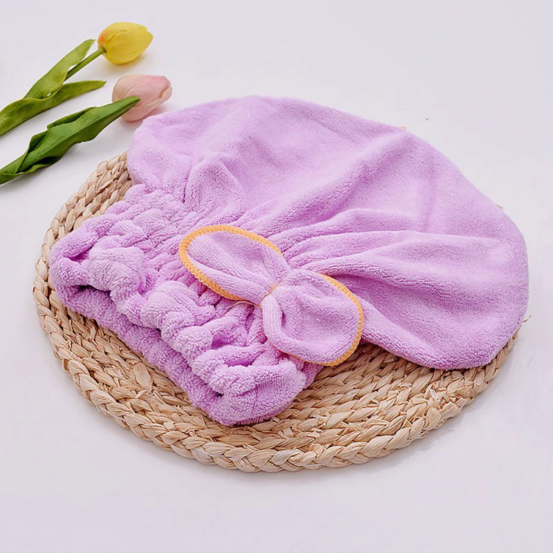 Cute Textile Microfiber Hair Turban Quickly Dry Hair Hat Wrapped Towel Bath Shower Caps Girls Ladies Womens Cap Bath Accessories