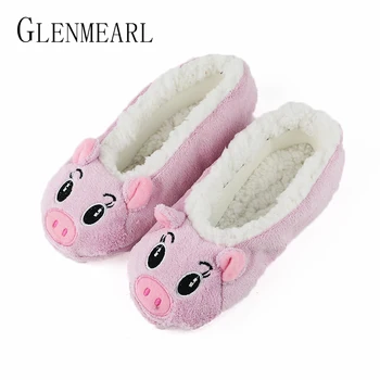 

Cute Women Slippers Animal Winter Warm Soft Indoor Slipper Home Shoes Flats Non-Slip Comfortable Fur Slippers Chirstmas Gift 35