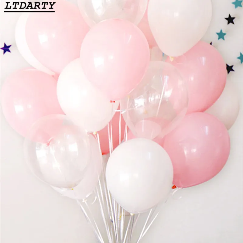 

30/12pcs 10inch pink blue white 2.8g transparent balloon latex balloon birthday party baby shower wedding decoration