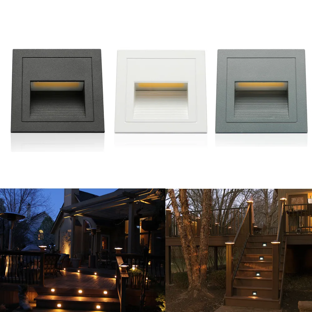 3W Outdoor Wall Plinth Stair Step Light Corridor Corner Lamp Aluminum