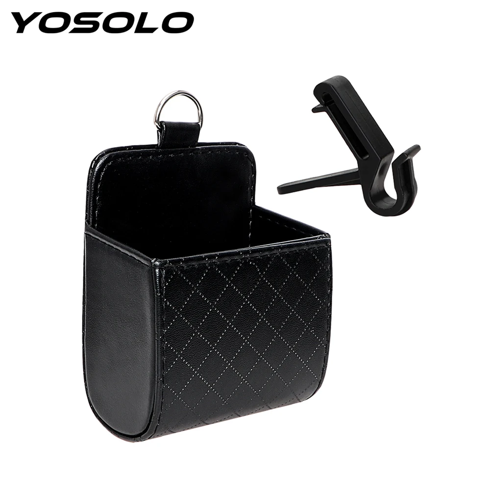 YOSOLO Universal PU Leather Storage Bag Outlet Vent Tidy Storage Pocket Car Organizer Car-styling