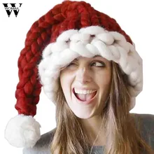 Родителей Рождественская шапка мешковатые ручной работы шерсть зимние теплые длинный хвост Hat