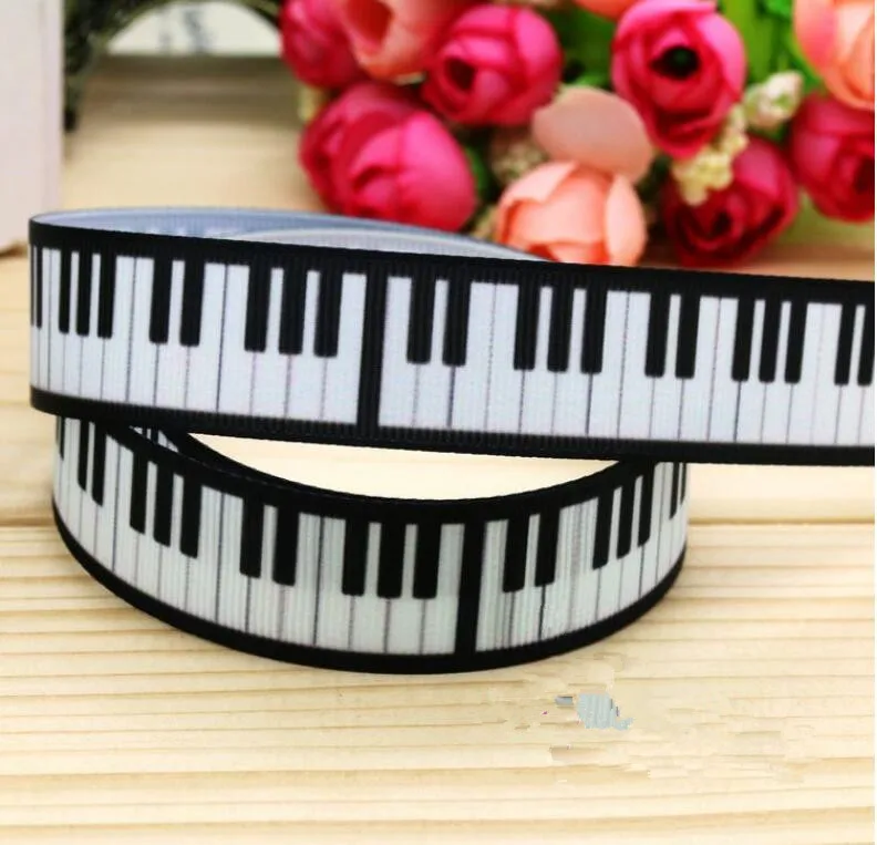 

wholesale 50yards/lot 1"25mm piano cartoon printed ribbon grosgrain ribbon