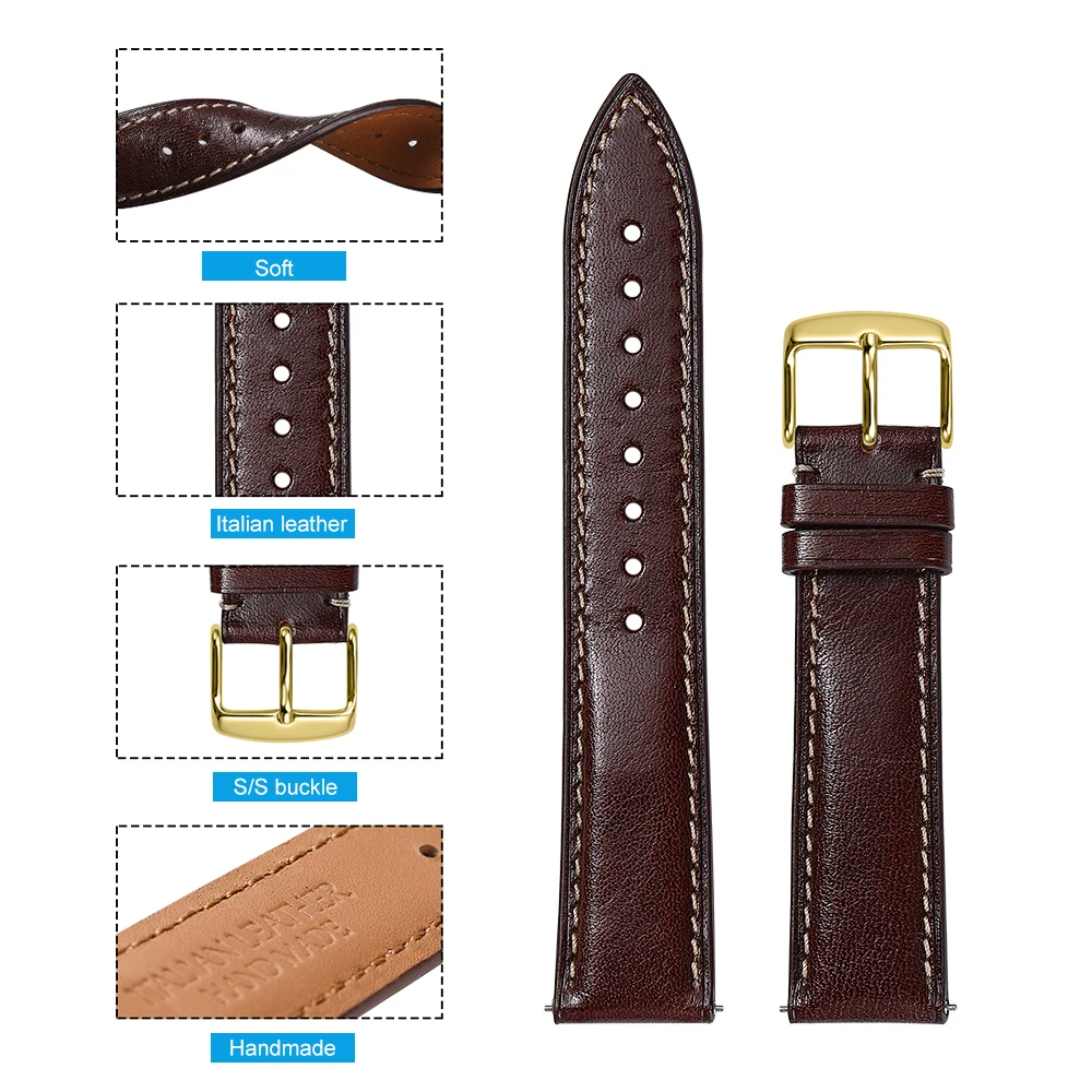 

CHIMAERA Watch Bands Quick Release Pin Buckle Watch Strap 3 Color Leather Watch Band 22mm 24mm 21mm 20mm 19mm 18mm 16mm