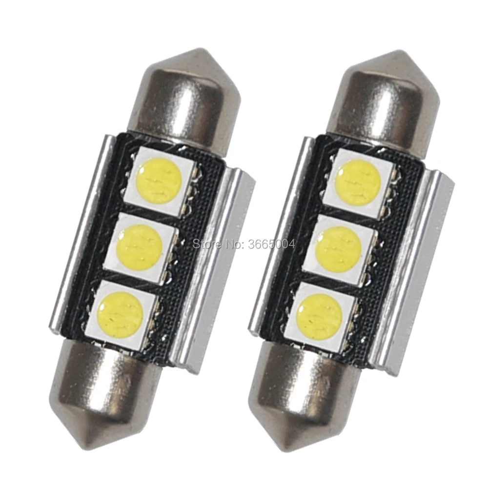 

2PCS 36MM 1.50" Canbus Error Free Dome Festoon 3-5050-SMD LED Light Bulb Reading Light White Side License plate Lamp