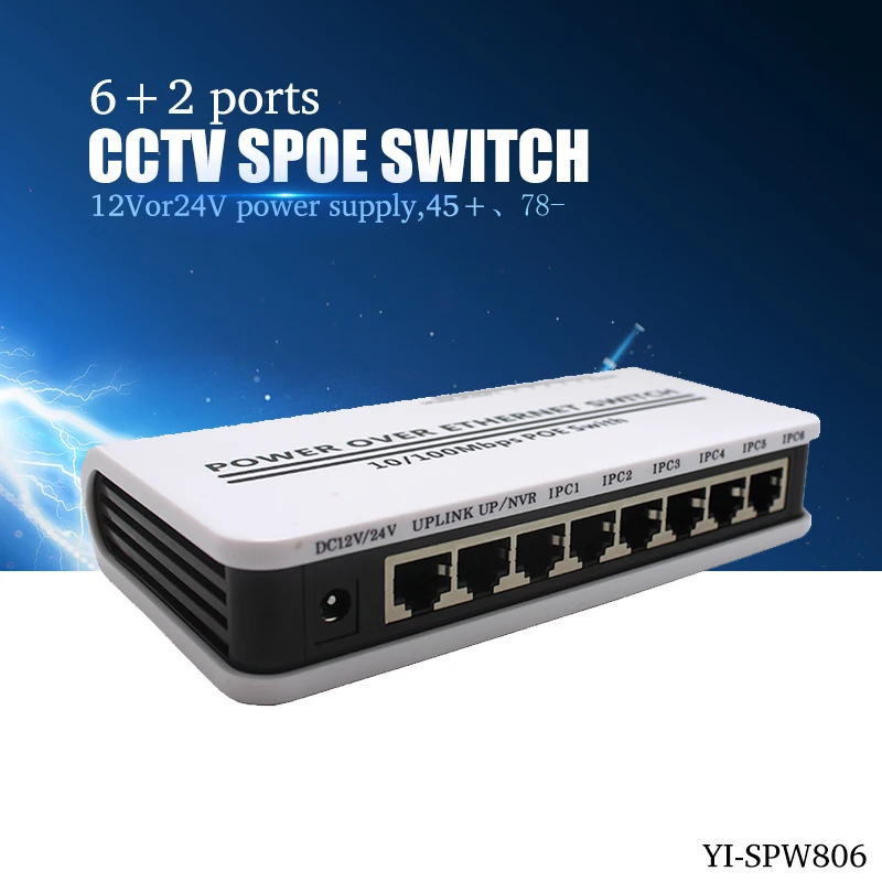 YiiSPO 8 Ports Poe Switch 6 2 Ports DC Desktop Ethernet Switch Network IP Cameras Powered