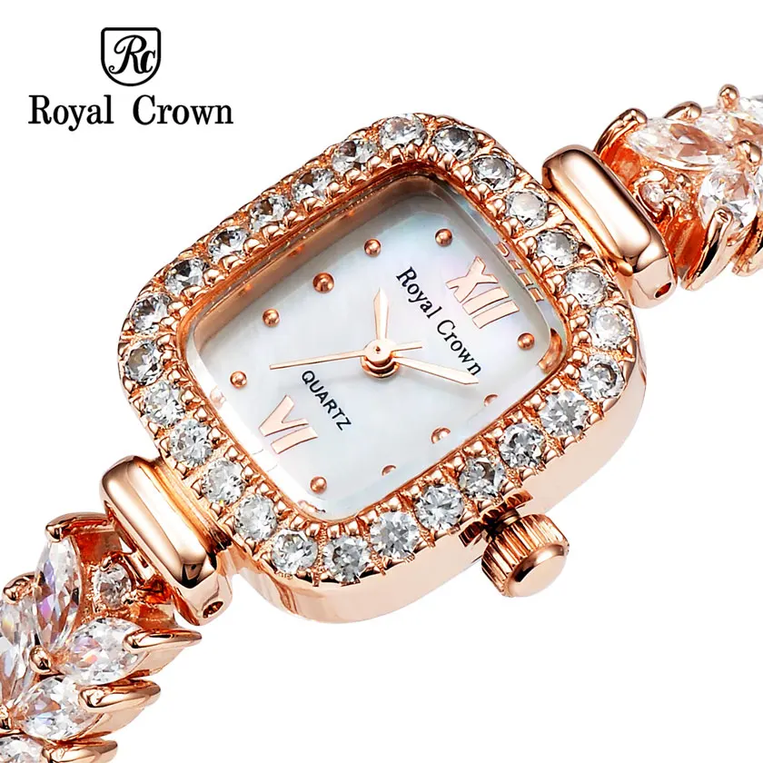 Женские японские кварцевые часы Royal Crown модные с браслетом и ракушками роскошные