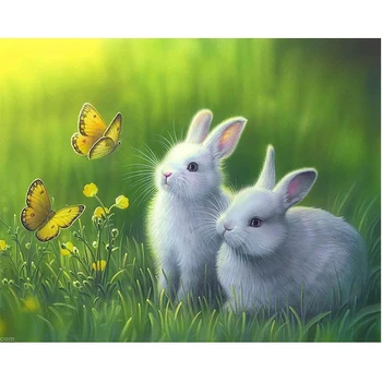 

5D DIY diamond painting in the grass rabbit full square / round diamond embroidery cross stitch rhinestone mosaic decoration ZH