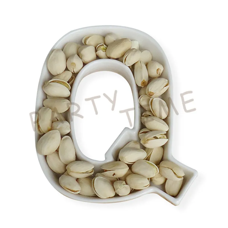 

Party Dish, Ceramic White English Letter Q Shape Candy Dish Dessert Shape