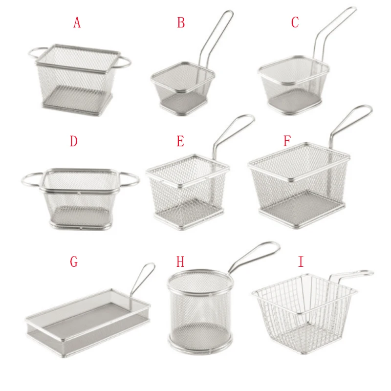

304 Stainless Steel Fry French Fries Chef Basket Kitchen Colander noodle fried chicken Strainer Frying fried Basket Cook tool
