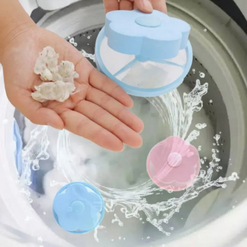 

Reusable Laundry Balls Discs Machine Floating Lint Mesh Trap Bag Hair Catcher Filter Net Pouch Household Tool