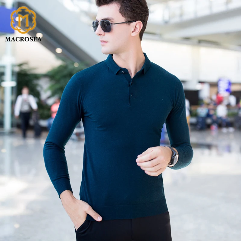 

MACROSE Men's Social 100% Wool Sweaters High-end Merino Wool Men's Clothes Male's Formal Business Casual Pullover 8018