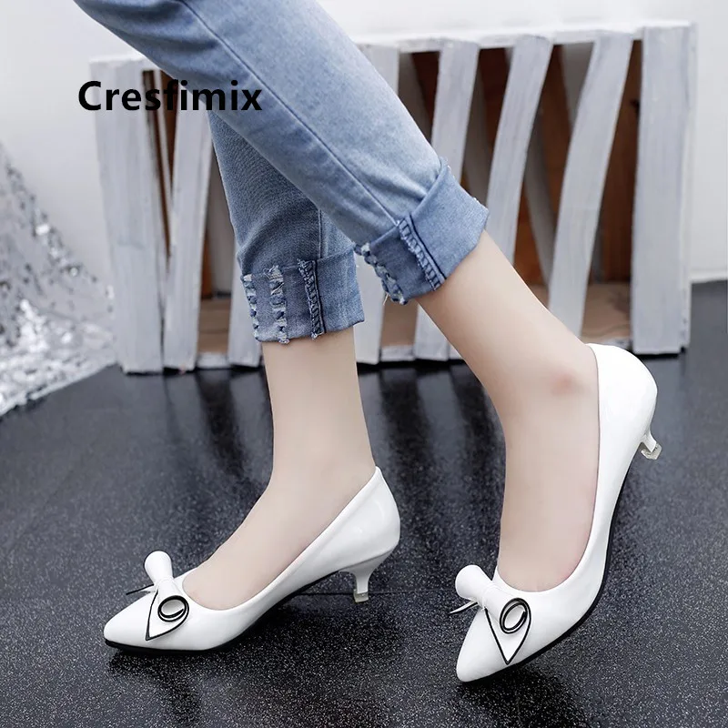 Cresfimix chaussures plates femmes/женские классические белые офисные туфли из искусственной