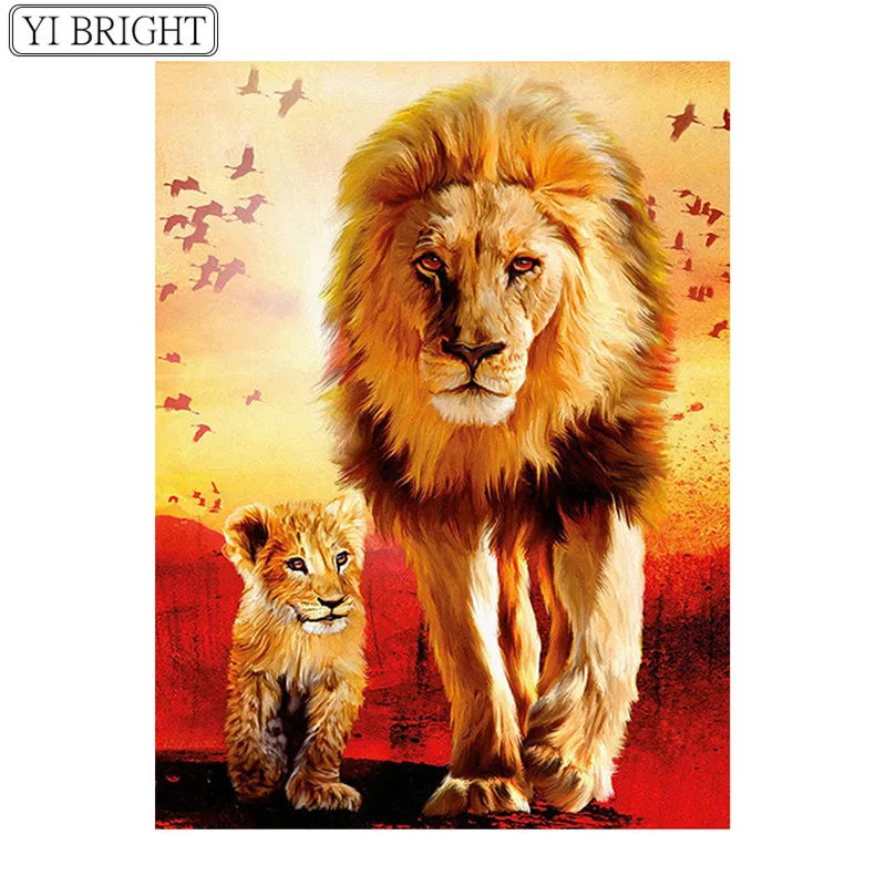 

5D DIY Diamond Embroidery Animal Full Square Drill Diamond Painting Lions Rhinestones Mosaic Cross Stitch Decoration XY1