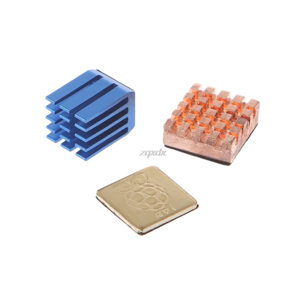 

1 Aluminum + 2 Copper Heat Sinks Cooling Sitcky Pad For Raspberry Pi 2 3 Model B Z07 Drop ship