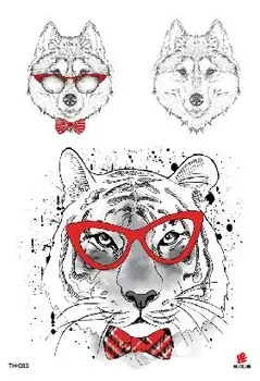 

Temporary Tatoo Fake Tattoo Sticker Cartoon Cute Dog Wolf Cool Tiger Tattoos Tatouage Waterproof Flash Tatto For Men Women Girl