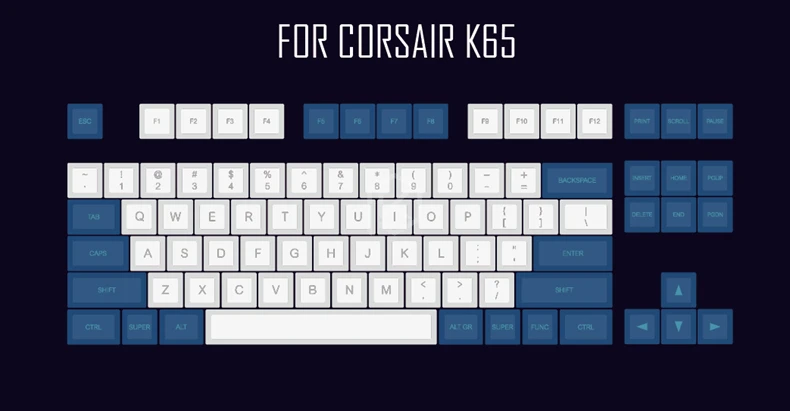 Dsa pbt топ печатные легенды белые синие брелки лазерная гравировка gh60 poker2 xd64 87 104 xd75 xd96 xd84 cosair k70 razer blackwidow - Цвет: For Cosair K65