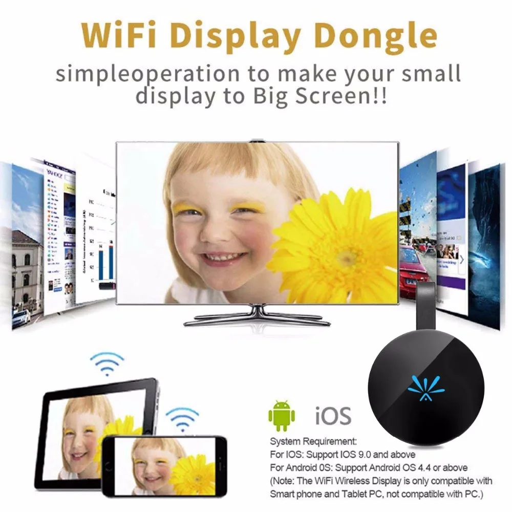 SOONHUA 2,4 ГГц ТВ-палка видео WiFi дисплей ключ HD Цифровой HDMI медиа видеостример ТВ-палочки для Chromecast 2