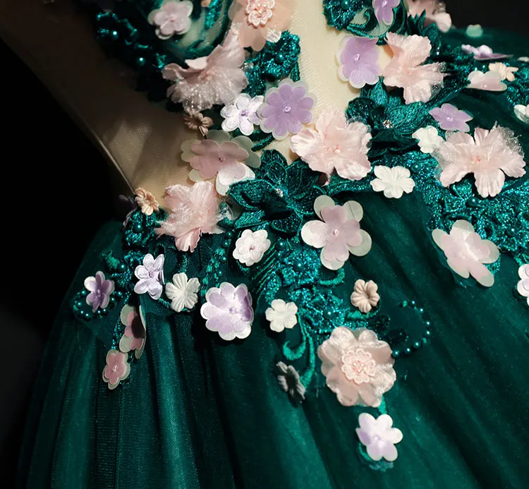 Он невесты короткий рукав кружева назад длина до пола бальное платье Аппликации зеленые свадебные платья Vestidos De Novia