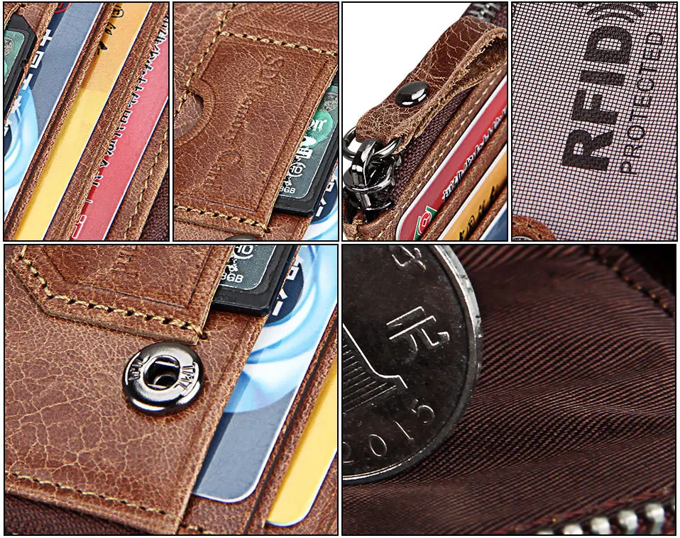 Porte Clef Femme RFID кошелек на двойной молнии Carteras De Marca мужской Carteira натуральная кожа