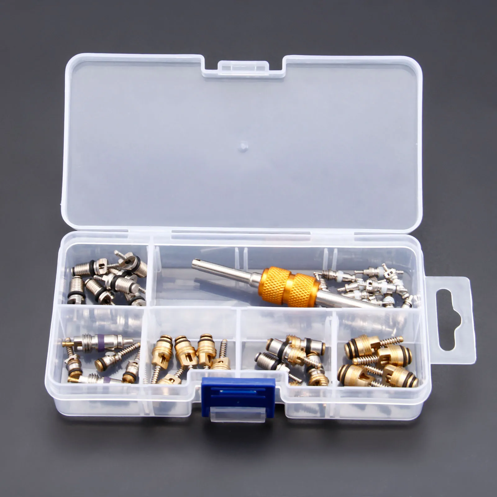 

40pcs A/C R12 R134A Car Auto Air Conditioning Assortment Remover Tool Kit With Box Voiture A/C Tire Valve Cores Removal Tool