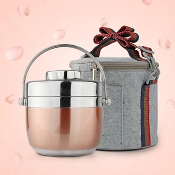 

Stainless Steel Thermos Lunch Box Leak-Proof Dinnerware Set Creative Double Layer Food Container For Kids Picnic School LF305