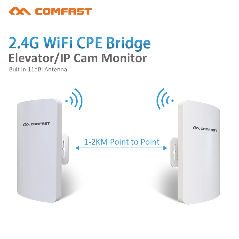 

2pcs 2.4GHz 300Mbps 1-3KM Outdoor CPE Wireless WiFi Repeater Router Extender AP Access Point WiFi Bridge with POE Adapter Antenn