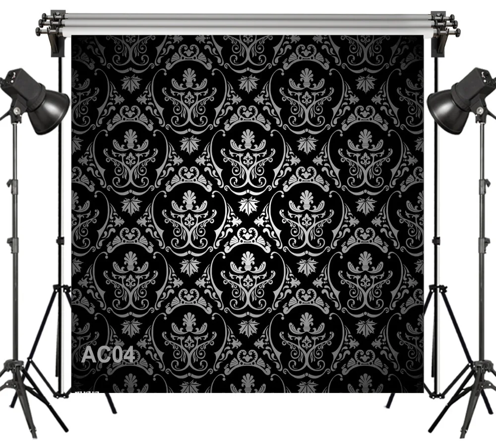 

LB vinyl photography Background Baroque Pattern Dark Damask Backdrop studio photo backgrounds props available Customized Photo