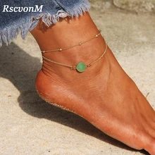 RscvonM Boho опал ножной браслет для женщин, цепочка на ногу, летняя мода, золотой цвет, многослойный ножной браслет, шарм, ювелирное изделие для ног, подарок