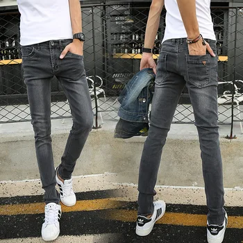 

HO new spring 2019 men jeans stretch feet pencil jeans tide youth cultivate one's morality